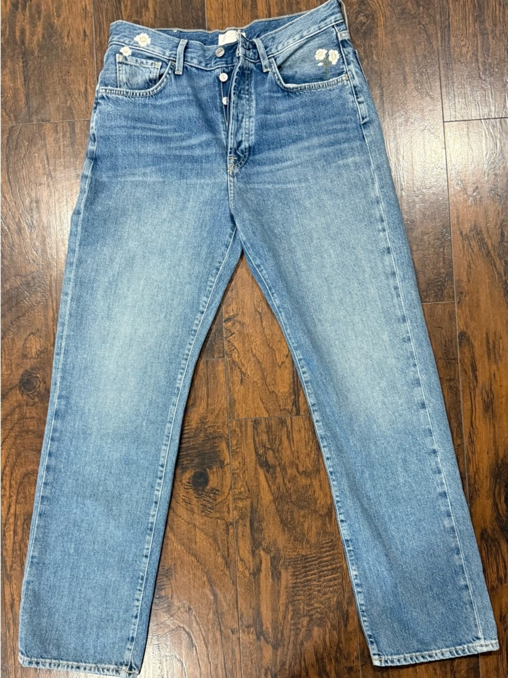 7 For All Mankind Women's Straight Leg Jeans in Light Blue Wash
